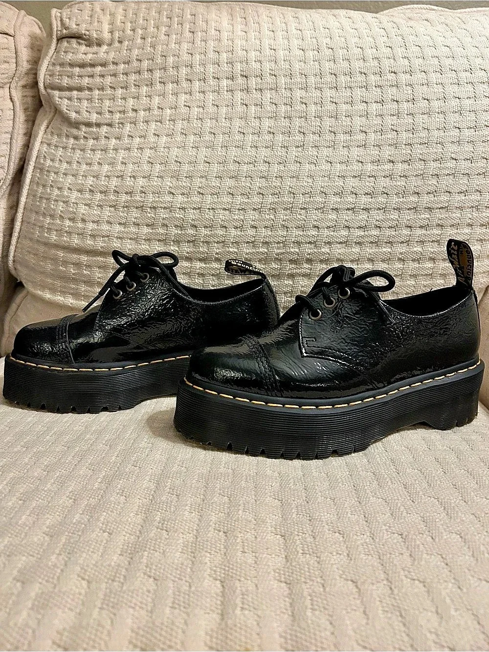 Dr. Martens Quad 1461 Platform Oxfords Patent Black US 7